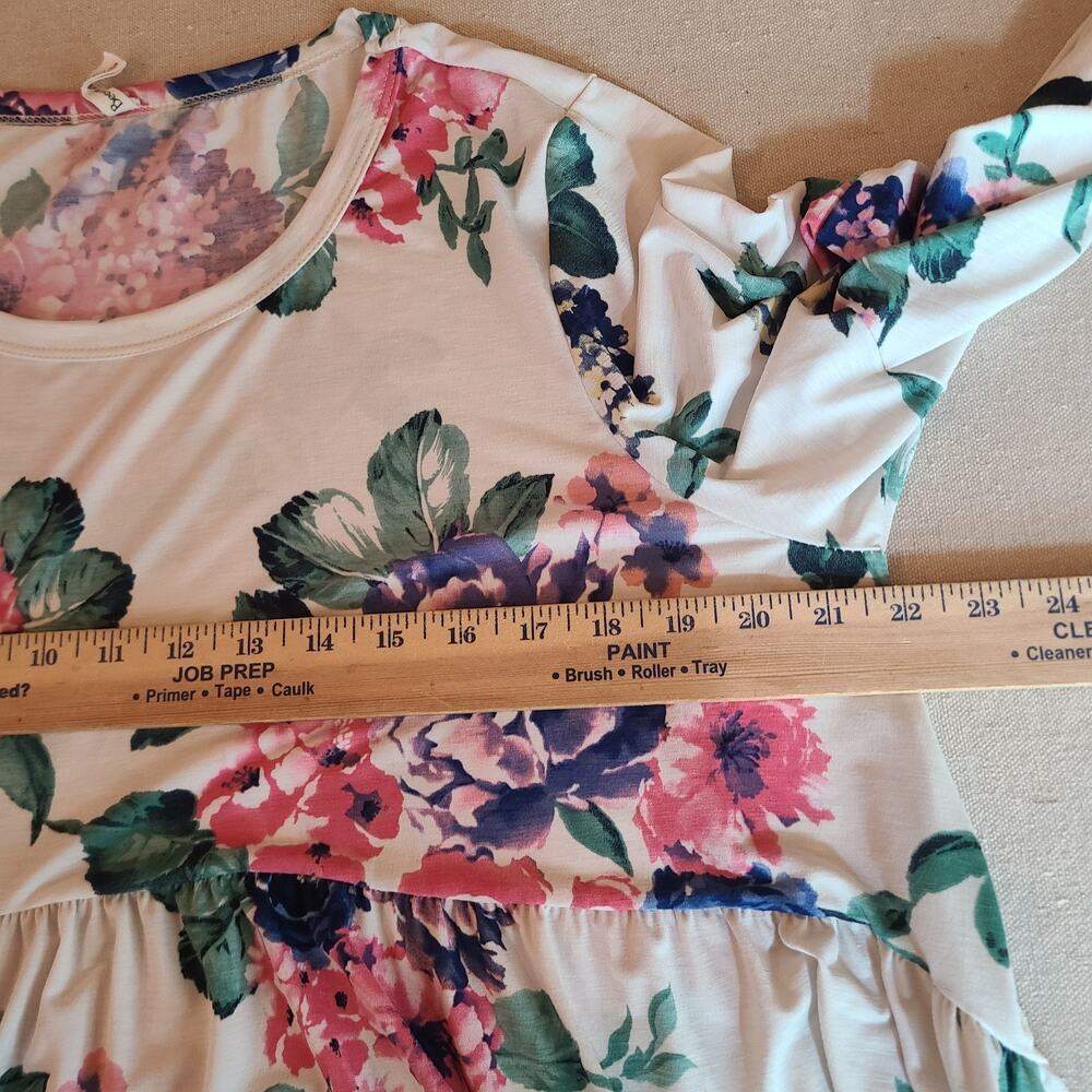 Beeson River Plus Top White Pink Floral Bell Sleeve Boho Cottagecore Size 3X - Picture 8 of 8